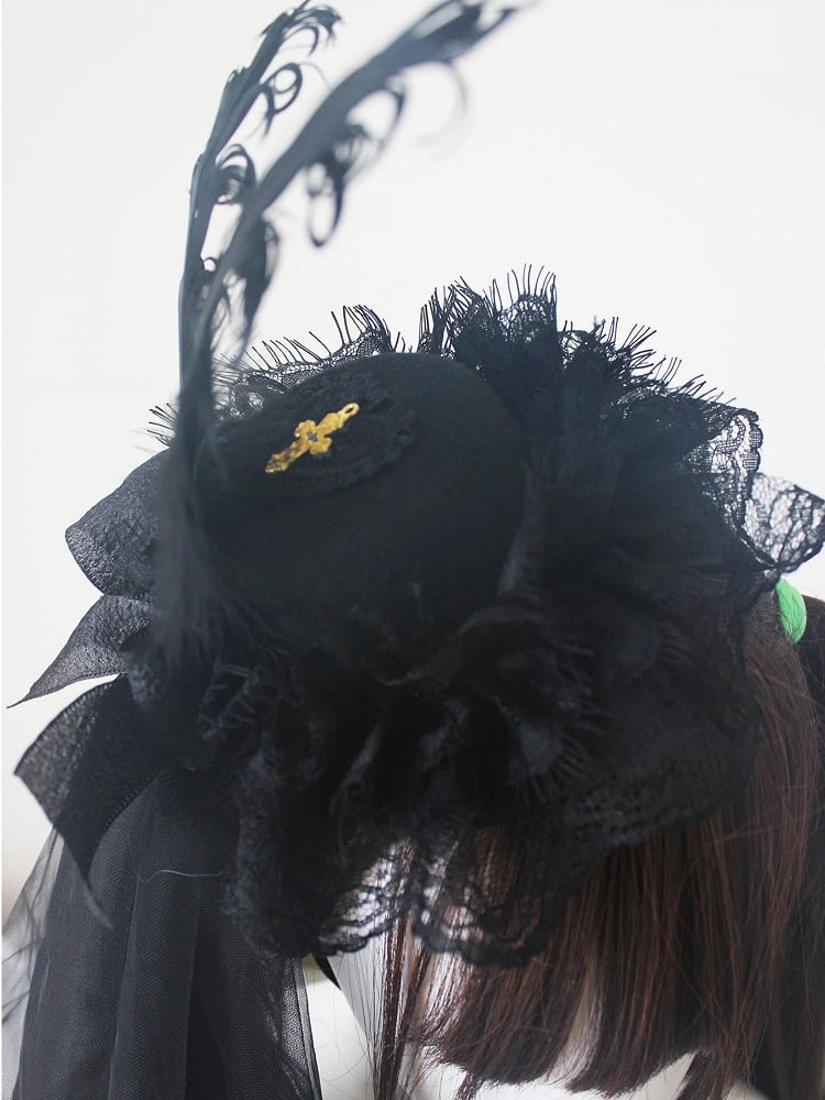 Hat Lolita White / Veil with Mini Black