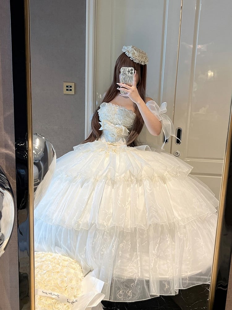 Shiro Lolita Tulle Multi-Layered Dress White