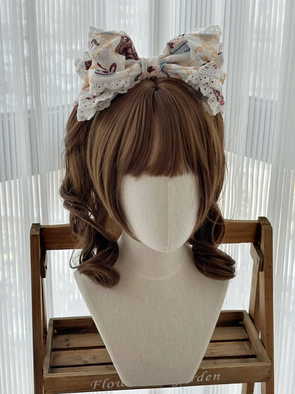 Süße Lolita-Hasen-Print-Schleife KC + Schleifen-Haarspangen