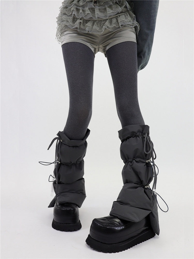and Mid-calf 3 Drawstring Design Leg Warm Elastic Winter with Warmers Colors