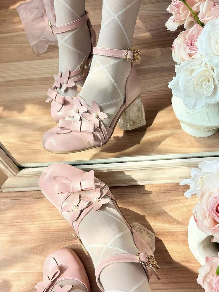 Accent Lolita Pink Mid Elegant Bow with Heels