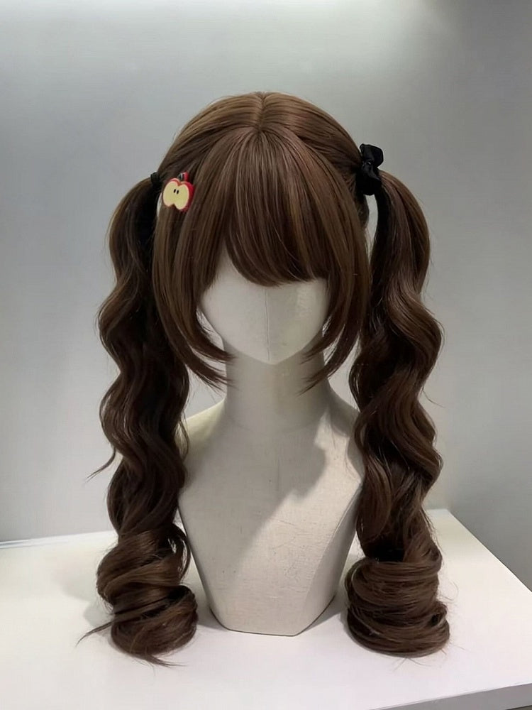 75cm Full Bangs Wig with Long Roman Curly Twin Tails - Hui Ran