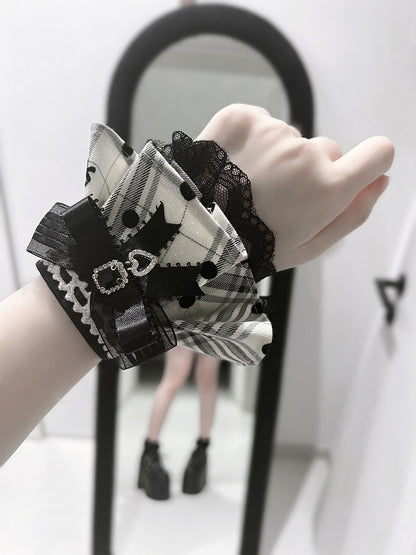Rhinestone Bow Polka Dot Wrist Cuffs - Ekomi