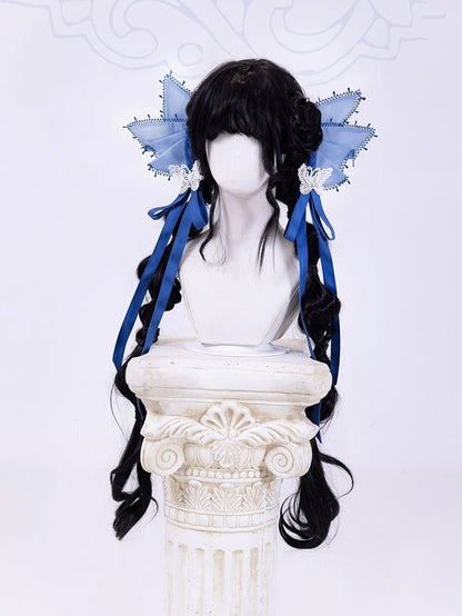 White Porcelain Blue and Fabric Butterfly Embroidery Chinoiserie