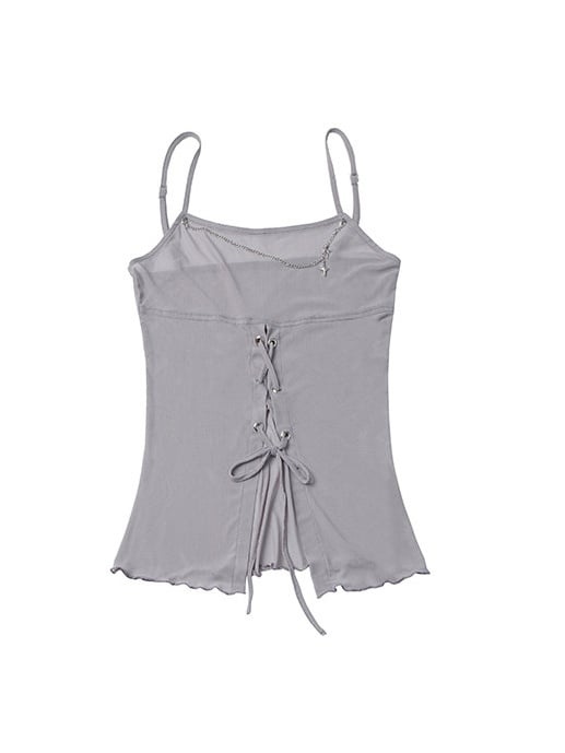Dusty Purple Two-Piece Set: Flutter Sleeve Top and Split Cami - PINK SAVIOR