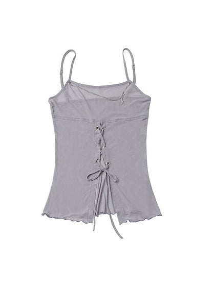 Dusty Purple Two-Piece Set: Flutter Sleeve Top and Split Cami - PINK SAVIOR