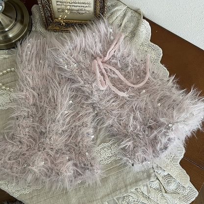 Design Y2K Decoration Sequin Colors Leg Warmers with Strap Plush 3