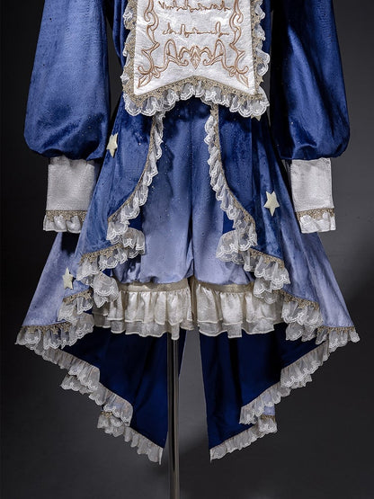 Ouji Accents Velvet Star Shimmering + Top Bloomer Shorts with Lolita Blue Split-Tail
