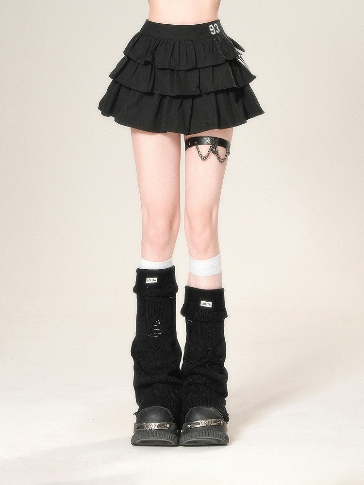 ティアードスカート ブラック グラマラス 裏地付き