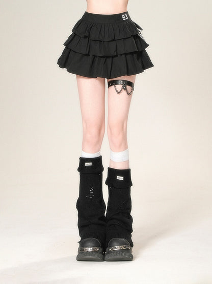 ティアードスカート ブラック グラマラス 裏地付き