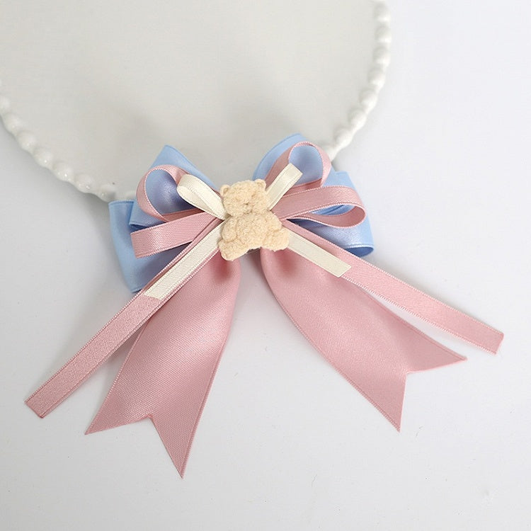 Bear Blue Bowknot Pink Decoration Hairclip Beautiful Lolita with