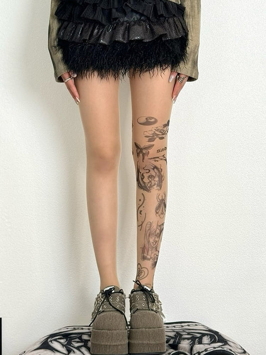 Tights Girl Cartoon Rosette Nude Butterfly And Print