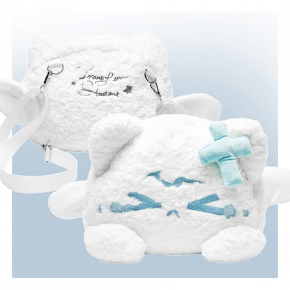 Backpack Crying White Kitty Plush