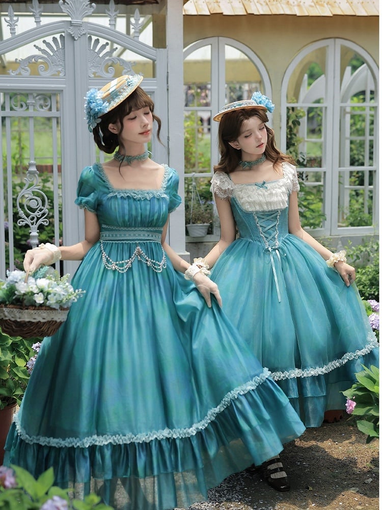 Blue Bow Mini Hat with Lace Trim - With PUJI