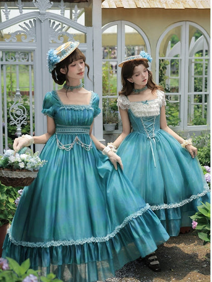 Blue Bow Mini Hat with Lace Trim - With PUJI