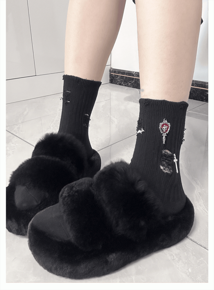 Skeleton with 3 Metal Colors Socks Gothic Ankle