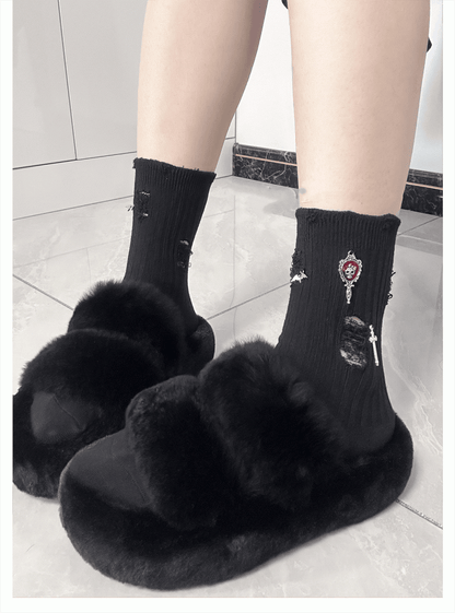 Skeleton with 3 Metal Colors Socks Gothic Ankle