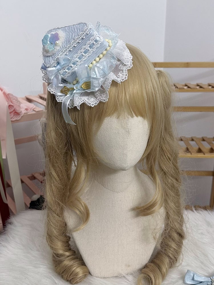 Lace Blue Sweet Hat Lolita Mini Cake-shaped