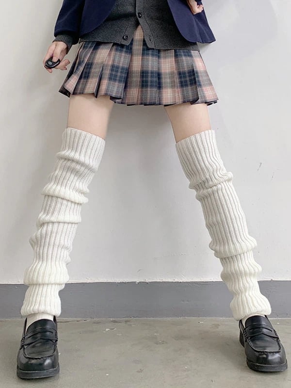 Leg Ribbed Warmers (2 Colors: Style Knit Lolita Over-Knee Black 70cm
