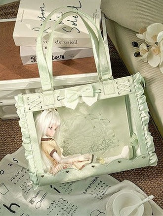 Green Tea Party BJD Doll Bag with Ruffles - Salt Tea