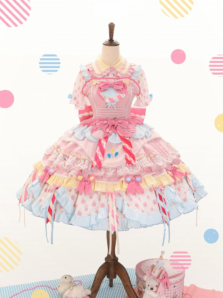 Polka Dot Sweet Lolita Short Puff Sleeve Blouse - Dollet