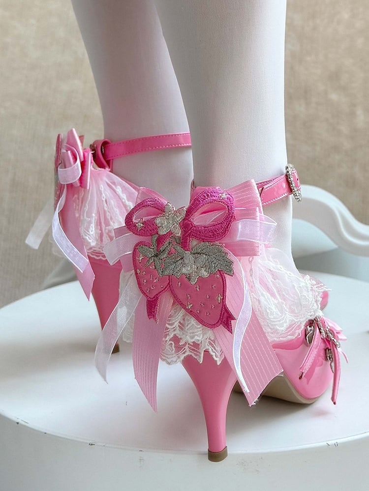 Lolita Elegante Heels in Schleife Barbie mit rosa Oberteil