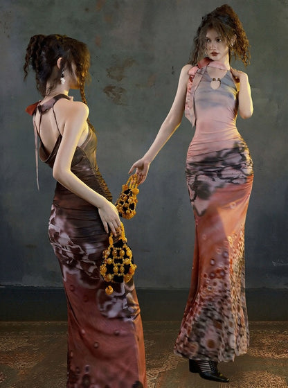 Versatile Long Mermaid Silhouette Halter Dress with Slim Fit - sijinstudio