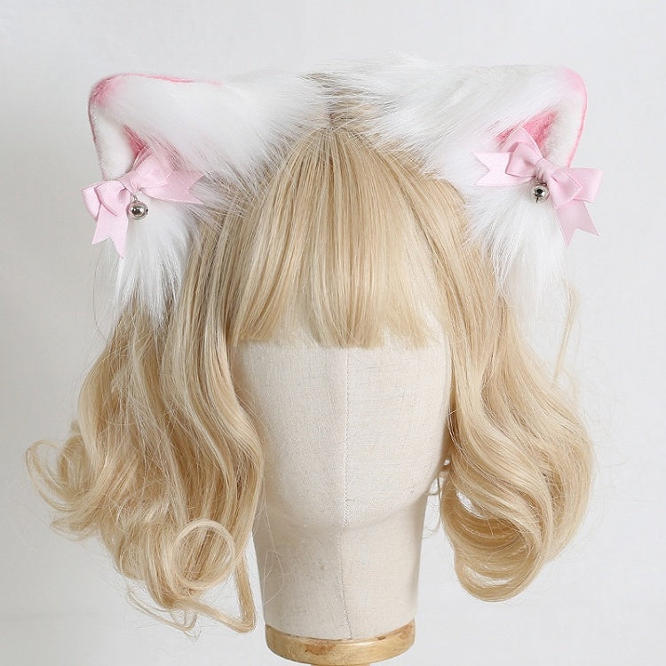 Faux Bows Bell-Decorated Kitty 7 KC Ear Colors with Fur Detachable