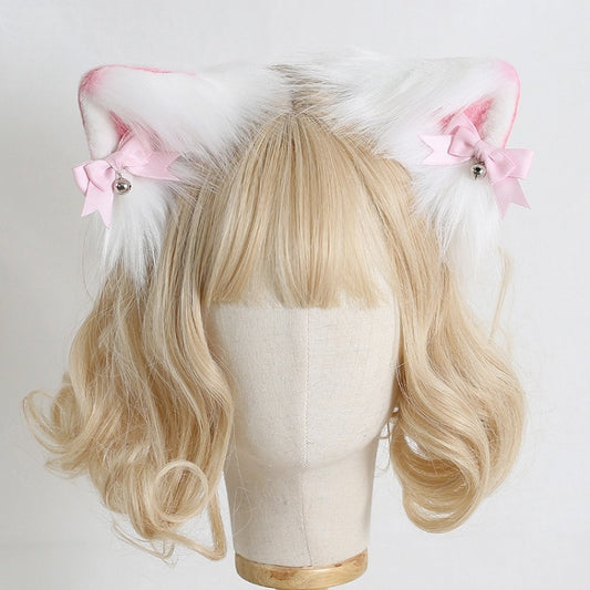 Faux Bows Bell-Decorated Kitty 7 KC Ear Colors with Fur Detachable