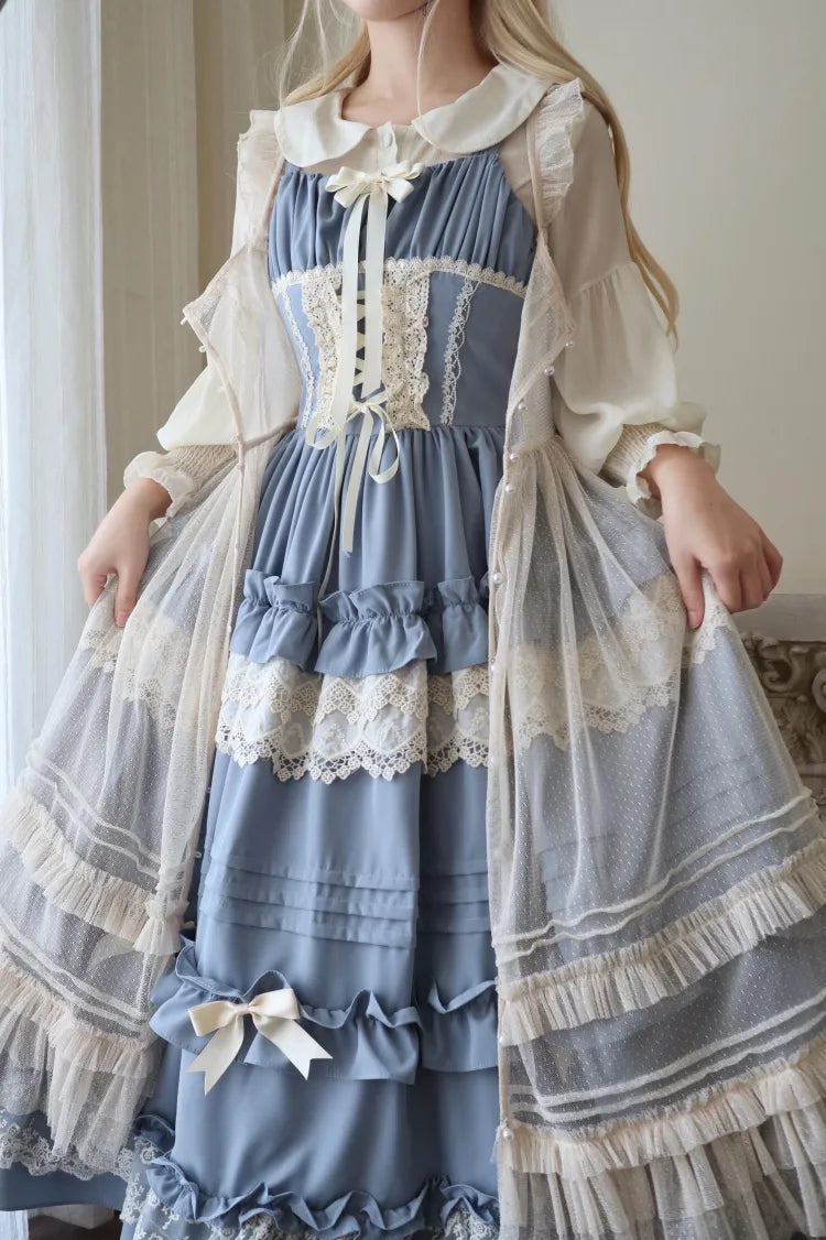 Dress Pink Style Straps House Blue Jumper Skirt Ruffle Adjustable Lolita