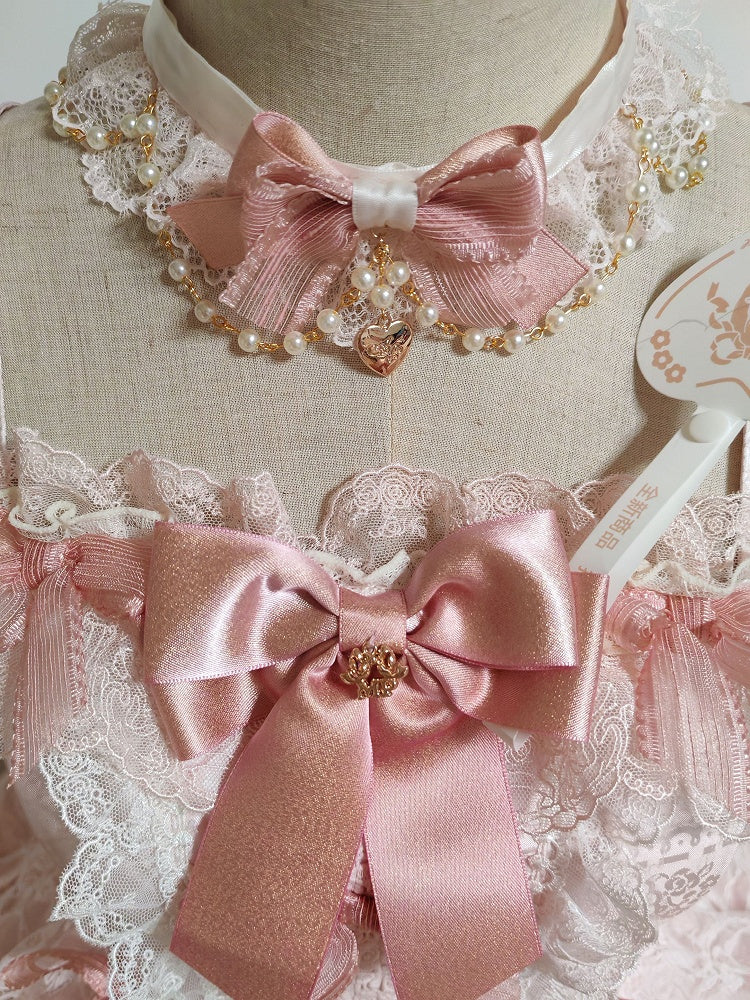 Lace Choker 3 Lolita Options Sweet with Bead Color Bowknot Chain