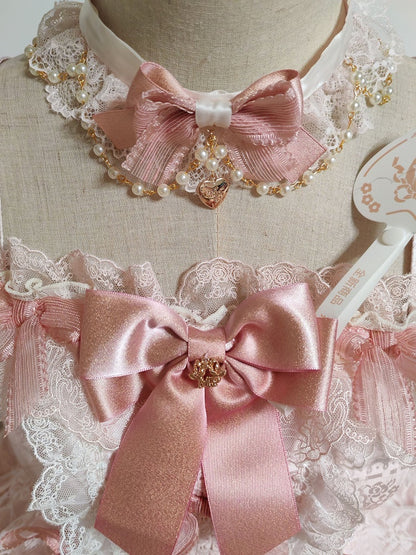 Lace Choker 3 Lolita Options Sweet with Bead Color Bowknot Chain