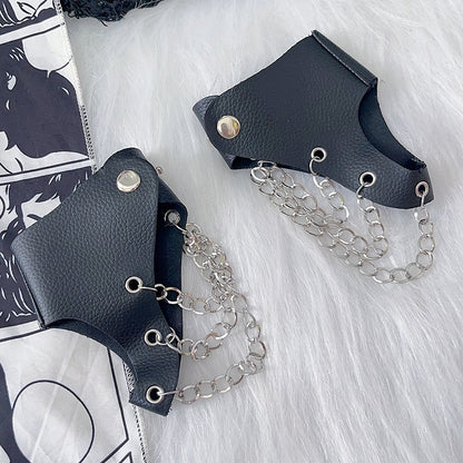 Y2K Decorated Black/White/Red/Silver And Lock Punk Chain PU