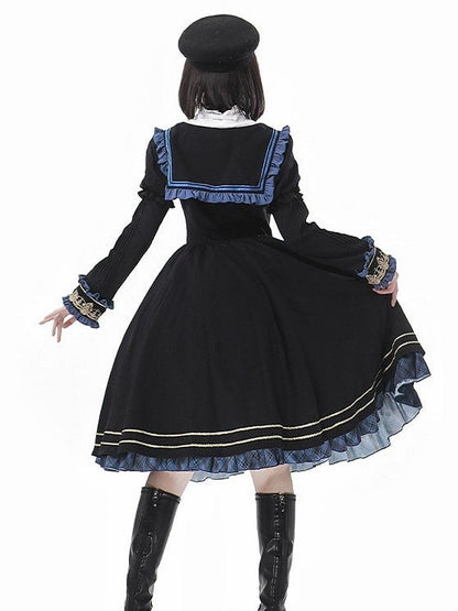 Ruffles with Black Juliette Dress Ruffle Sleeves Neckline Blue and Lolita Plaid Trim