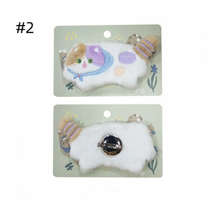 Süße Plüschbrosche in Katzenform