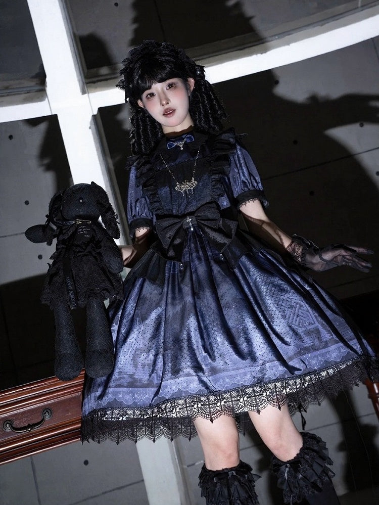 Midnight Rose Cemetery Dress with Overlay - iris de nuit