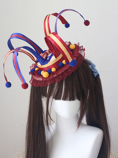 Blue And Red Circus Sweet Lolita Clown Mini Hat