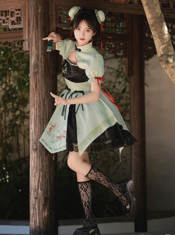 Print Big + Dress Apron Bow Short China