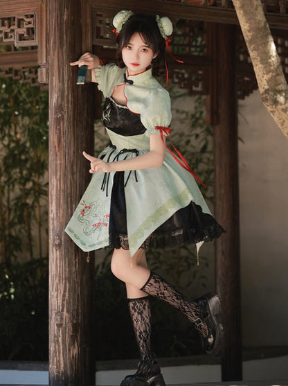 Print Big + Dress Apron Bow Short China