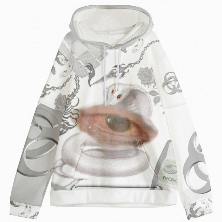 Guro White Print Kawaii And Eye Snake Hoodie