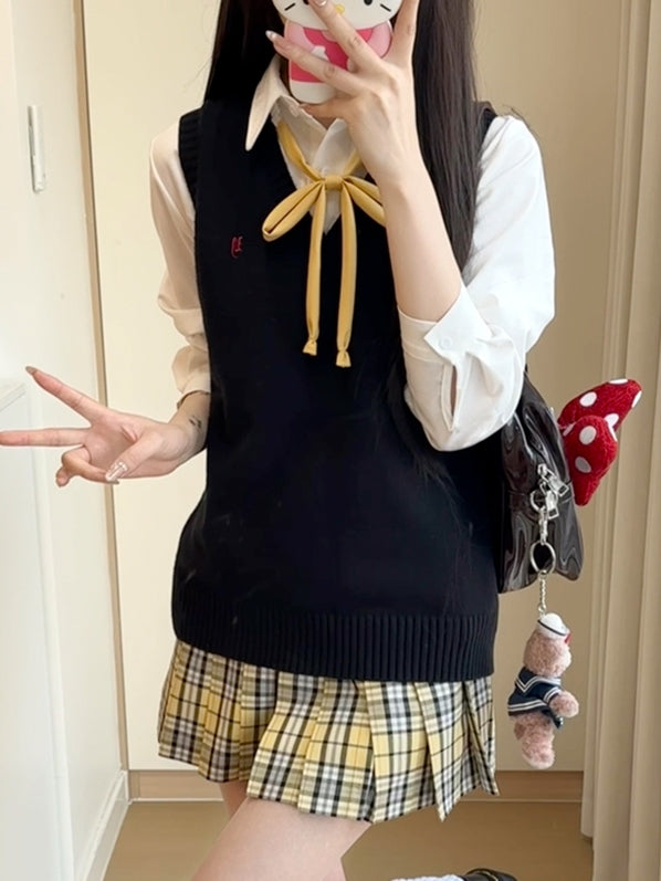 Letter Options 8 Preppy Uniform Vest JK Color Embroidery Style