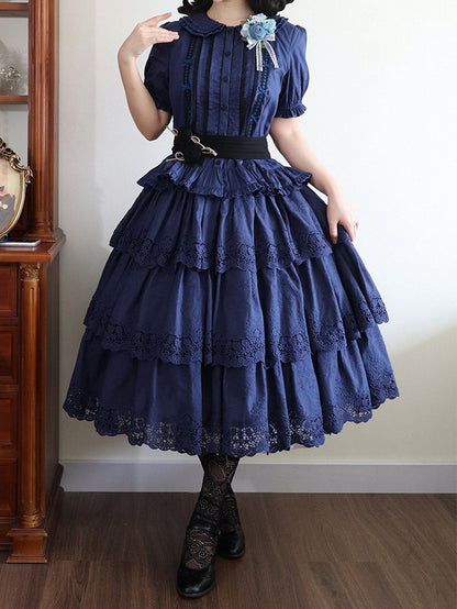 Elegant Multilayer Ruffled Floral Embroidery Skirt - Miss Point