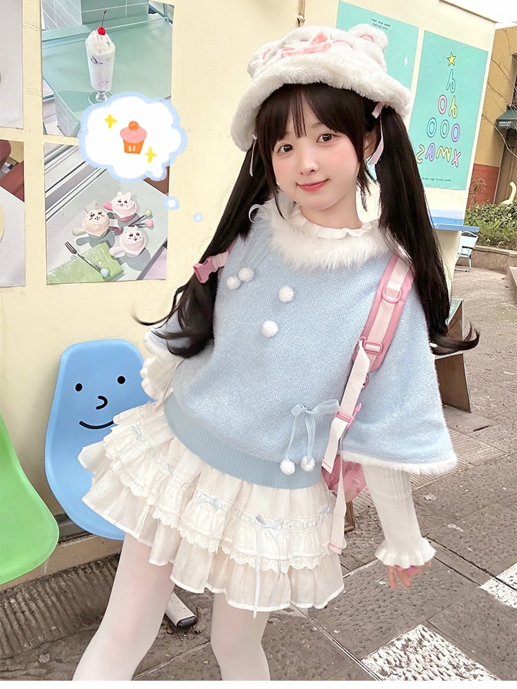 ホワイトの蝶結びディテールのティアードスカート