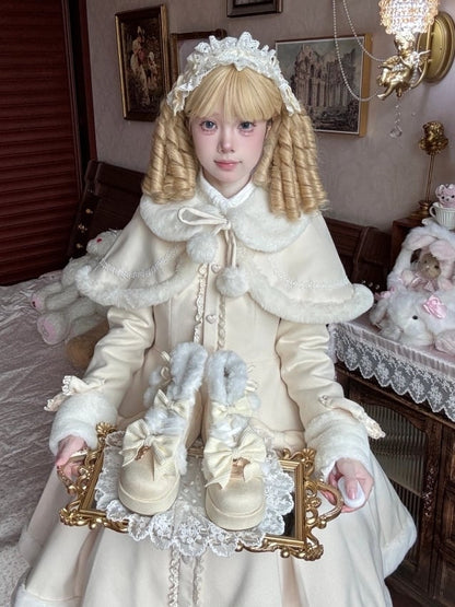 Boots Yellow Lolita - Charm Pompom Platform Snow Sweet