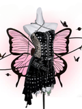 Black Halter Neck Leopard Pattern Stud Ring Corset Top
