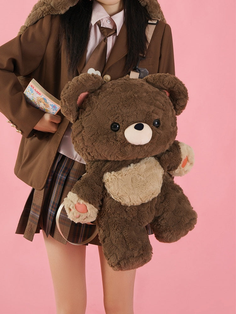 Detachable 35cm/50cm Backpack Brown Straps Plush Shoulder Bear Chocolate