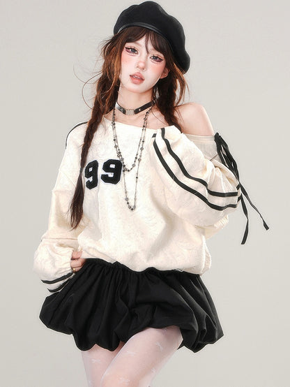 ネックラインパッチワークスカートドレスデザインアシンメトリーバブルアプリコット