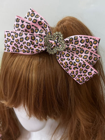 Rhinestone Hairclip Options Decorated 5 Pattern Color Leopard Bowknot