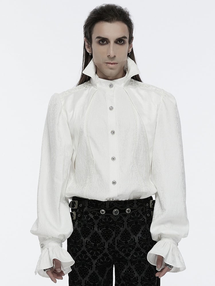 Goth Men's Collar Palace White Shirt Gorgeous Stand