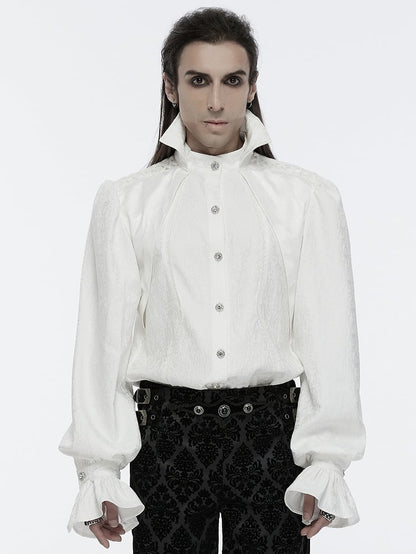 Goth Men's Collar Palace White Shirt Gorgeous Stand